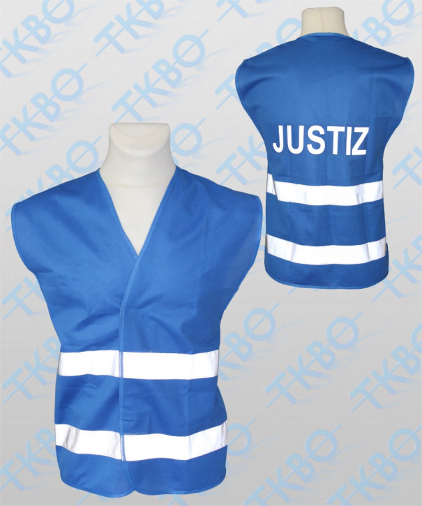 Warnweste blau mit Druck "JUSTIZ"