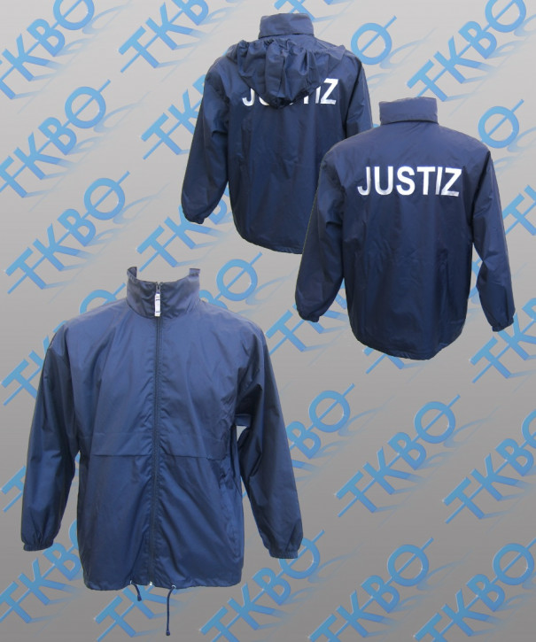 Windbreaker blau mit Rückendruck "Justiz" L