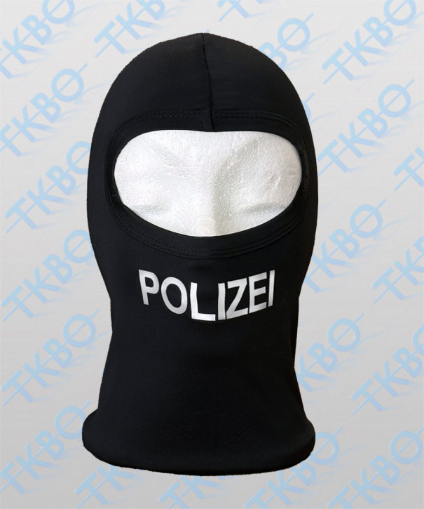 Sturmhaube mit Aufdruck "Polizei" weiß