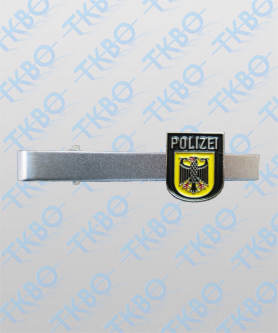 1 Stück Polizei Niedersachsen:Kravattenklammer,Altsilber mit Armabzeichen,blau 