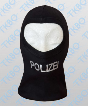 Sturmhaube mit Aufdruck "Polizei" silber