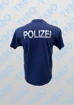 T-Shirt mit Brustdruck "Abzeichen Bundespolizei" und Rückendruck silber