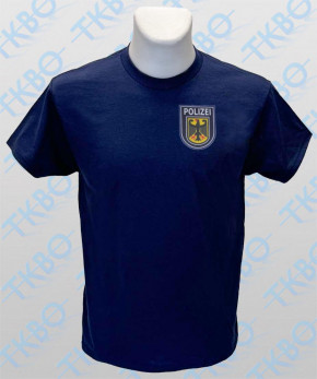 T-Shirt mit Brustdruck "Abzeichen Bundespolizei" und Rückendruck weiß